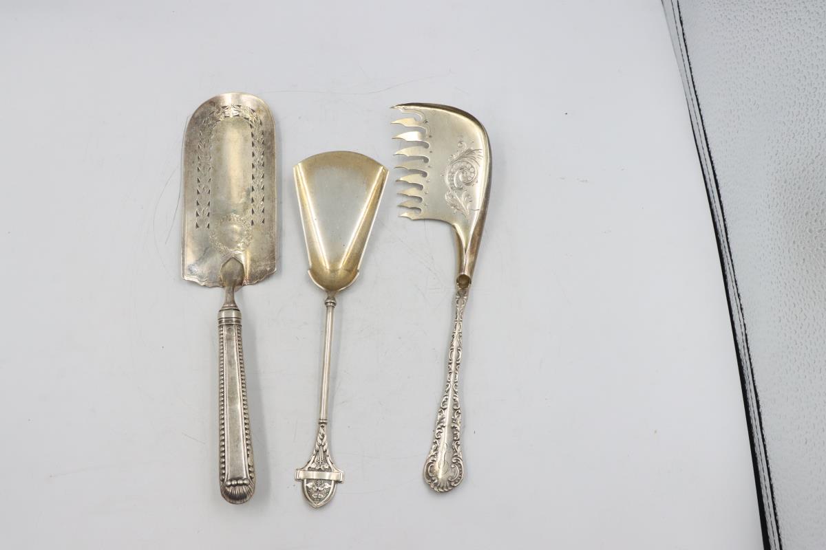 (3) Sterling Silver Utensils Rare Form 10.5ozt - Image 3 of 17