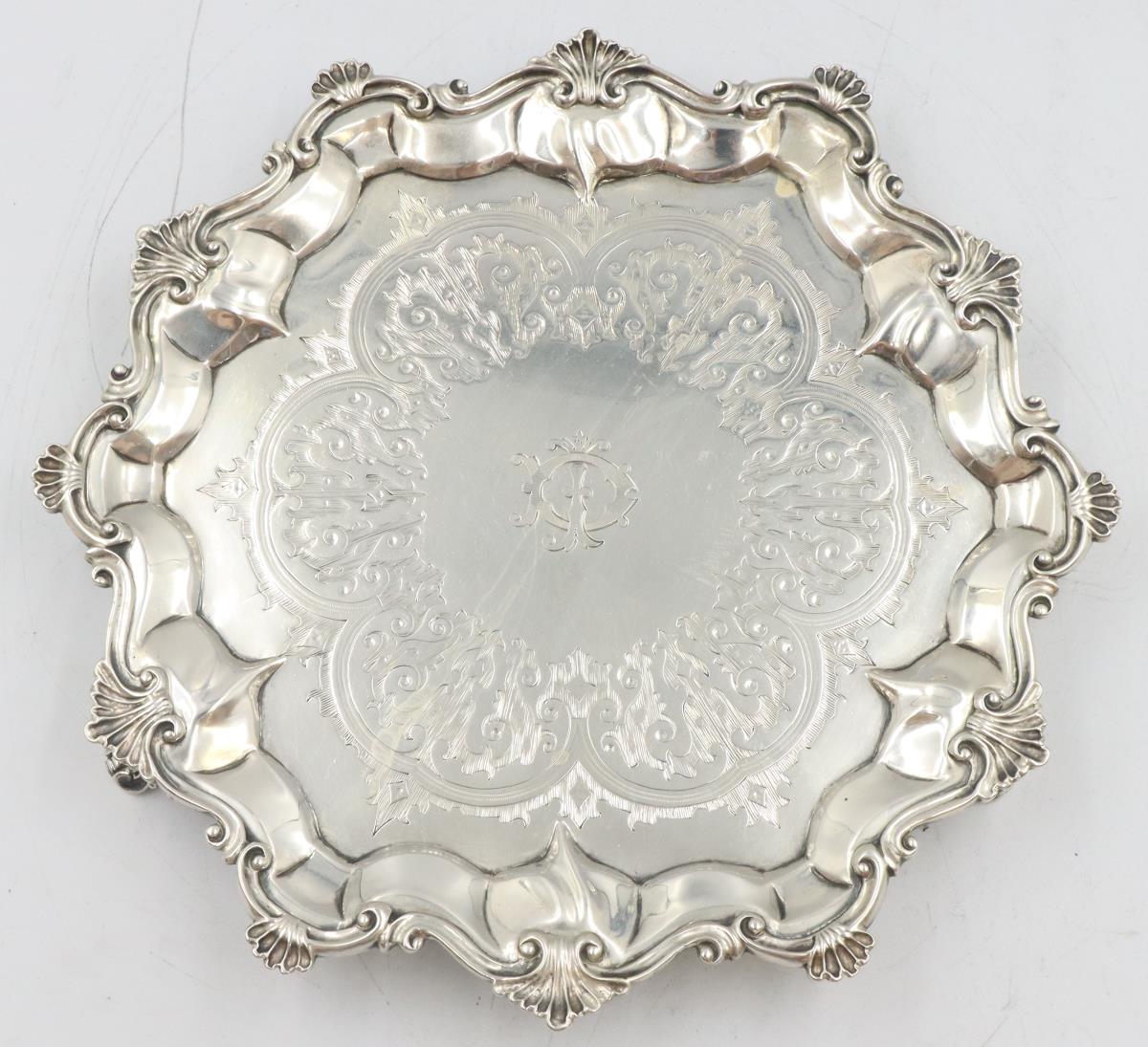 English Georgian Sterling Salver, 13.3 ozt - Image 3 of 8