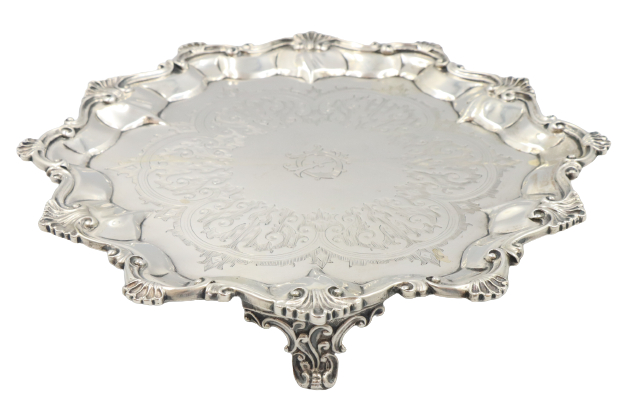 English Georgian Sterling Salver, 13.3 ozt