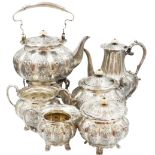 6 Pc English Sterling Silver Tea Set, 164.29ozt