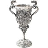 Lg Intricate Dragon Silver Japanese Goblet 53 OZT