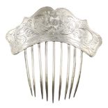 Engraved Coin Silver Hair Comb