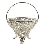 Silver Chinese Export Swing Handle Basket 5.4 ozt