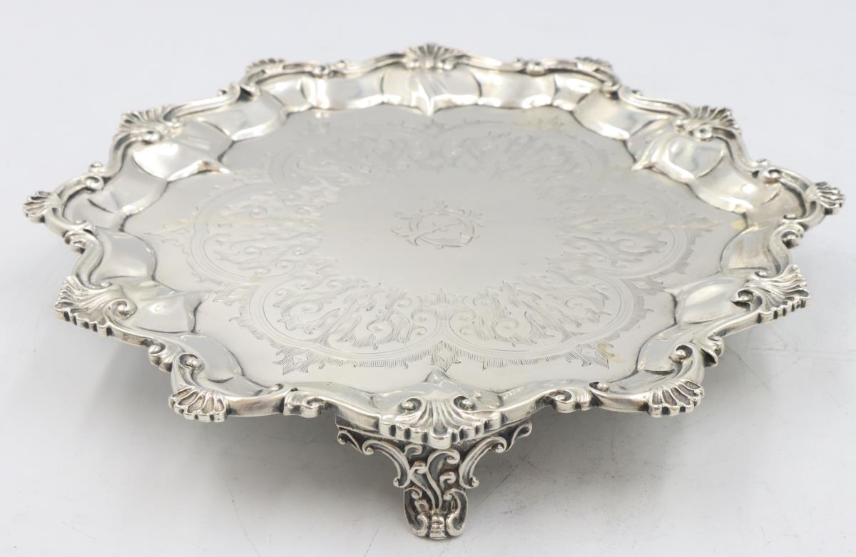 English Georgian Sterling Salver, 13.3 ozt - Image 8 of 8