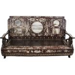Elaborate Chinese Rosewood, Marble MOP Banquette