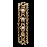 14k Yellow Gold Rope Chain Bracelet w Pearls 35G