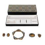 Chinese Cloisonne & Tiger Eye Ladies Jewelry Set