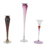 (3) Elongated Blown Glass Vessels