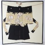 Japanese Kimono Mounted as a Two Fold Screen