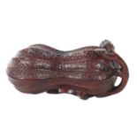 Chinese Carved Wood Peanut Form Box