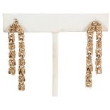 18k Yellow Gold Double Chain Drop Earrings