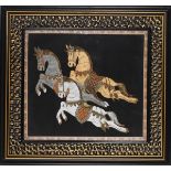 East Indian Painting of Horses on Fabric