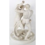 Large Parianware Bisque Sculpture 'The Wrestlers'