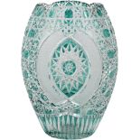 Bohemian Emerald Cut Glass Vase