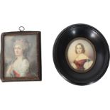 Pair of 19th C Portraits on Bone