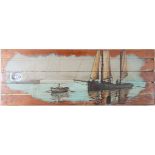 Nautical Painting on a Teak & Holly Hatch