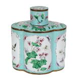 Chinese Peking Enamel on Copper Tea Caddy