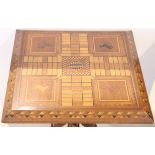 Exceptional Inlaid Equestrian Motif Folk Art Table