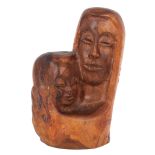 Mother & Child Wood Carving, Signed