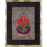 Hindu God Ganesh, Framed Textile