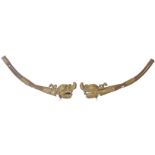 Pair of Tibetan Gilt Brass Dragon Ceremonial Horns