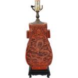 Antique Chinese Cinnabar Lamp