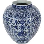 Ming Style Dynasty Blue & White Pottery Jar