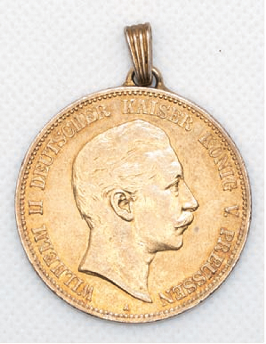 Münzanhänger, Silber, 5 M, Deutsches Reich 1903, Wilhelm II Deutscher Kaiser, König V. Preussen, an