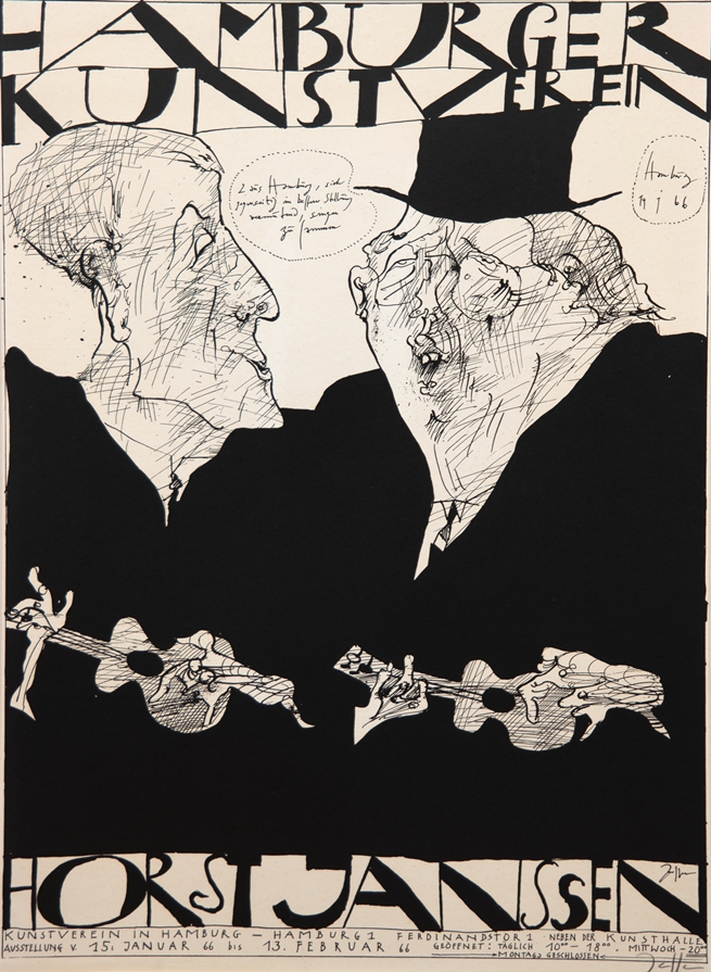 Janssen, Horst (1929 Hamburg-1995 ebenda) "Hamburger Kunstverein ´66", Litho., handsign. u.r., 62x