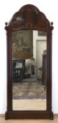 Großer Biedermeier-Spiegel, um 1840, Mahagoni furniert, restauriert und Schellack poliert, 182x80x8