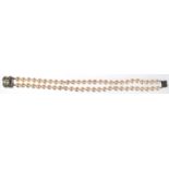 Perlen-Armband, 2-reihig, 925er Silber-Schließe, L. 19,5 cm