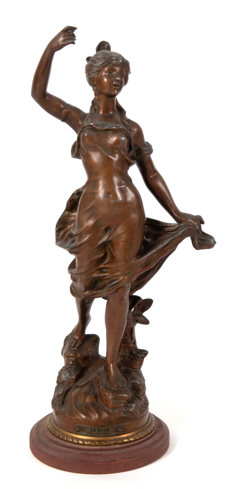 Skulptur "La Rose", nach L. Guillemin, Metallguß bronziert, Anfang 20. Jh., auf Plinthe bez., auf b