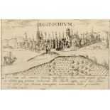 "Wismar", irrtümlich bezeichnet Rostochium", Kupfestich aus "Universus Terrarum Orbis" 1569, late