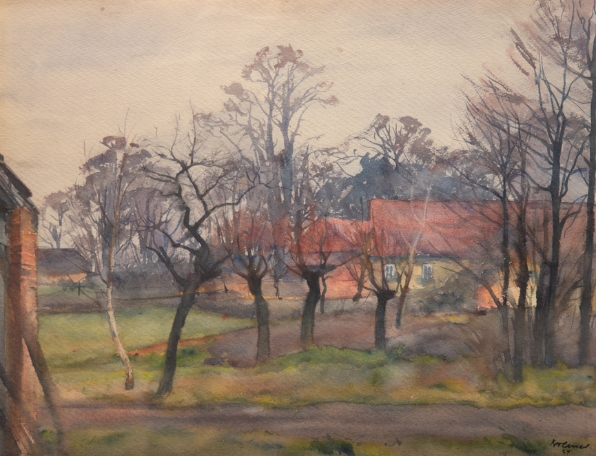 Bremer, Hans (1885 Berlin-1959 ebenda) "Herbstmorgen Blankensee bei Trebbin", Aquarell, sign. u.r.