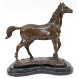 Bronze-Figur "Pferd", Nachguß 20. Jh., bezeichnet "Milo", braun patiniert, Pariser Gießermarke, H.