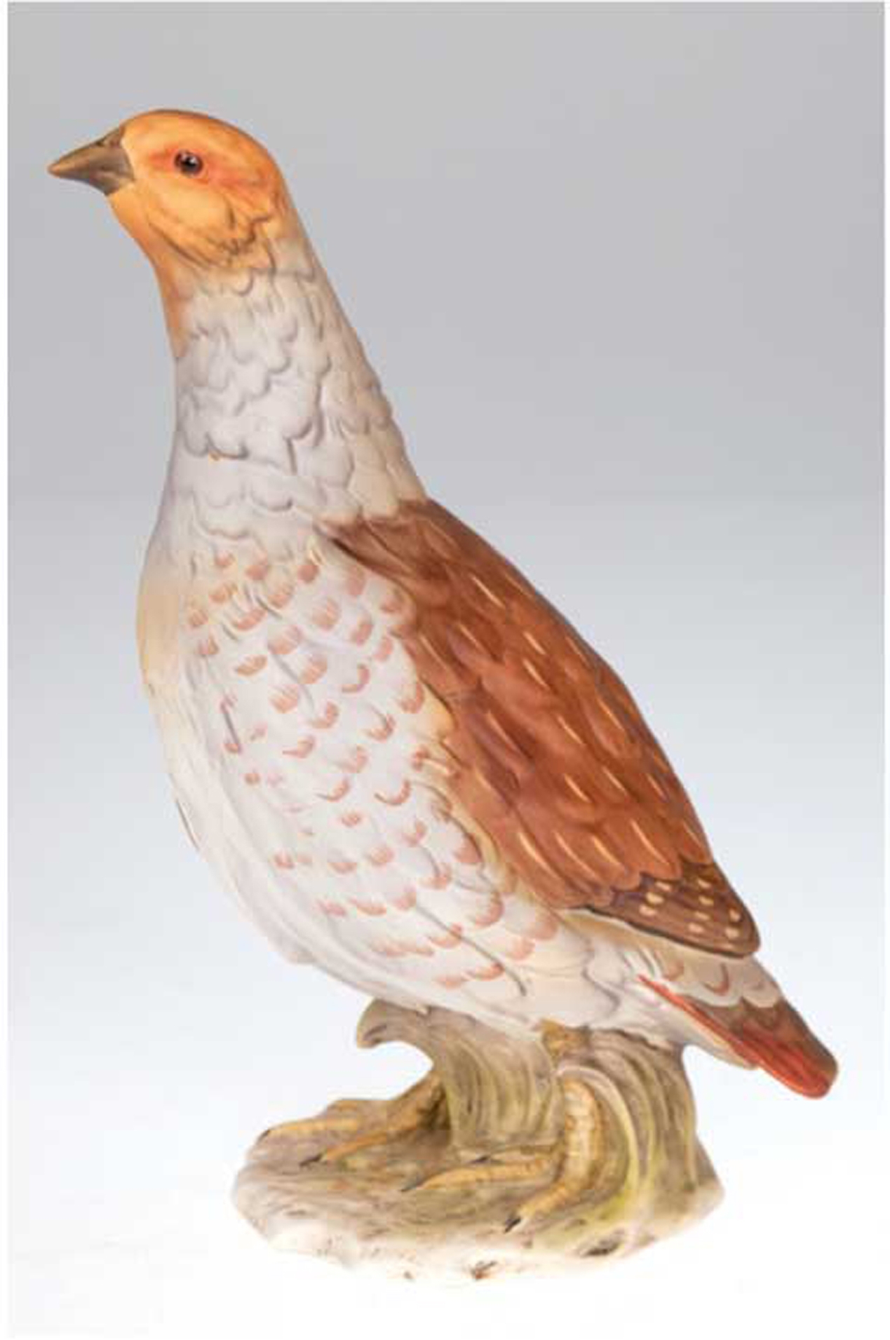 Porzellanfigur "Rebhuhn", Goebel, Vogel des Jahres 1991, polychrom bemalt, H. 21 cm