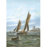 Redgrave, H. (engl. Marinemaler 19. Jh.) "Fischerboote vor Küste", Öl/Lw., signiert u.r., 1 Hinterl