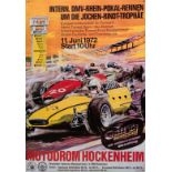 Emaille-Schild "Deutschen Rennstrecke Motodrom Hockenheim 1972-Jochen Rindt Trophäe", leicht gebog