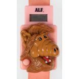 Kinderarmbanduhr "Alf", W. Germany, digitale Anzeige auf Knopfdruck sichtbar, Kunststoff, Textilarm