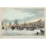 "Ecke des neuen und alten Jungfernstiegs und der Binnen Alster in Hamburg Dezember 1840", Litho., n