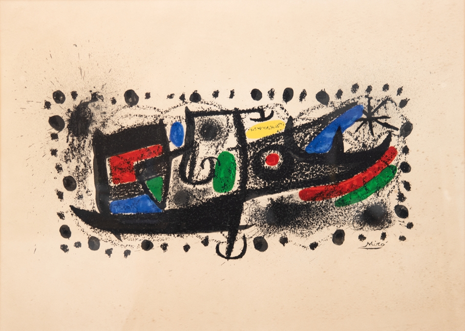 Miro, Joan (1893-1983) "Abstrakt", Farlblitho, in der Platte sign. u.r., 45x62 cm, im Passepartout