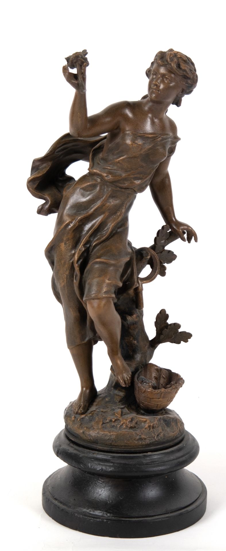 Skulptur "Die schöne Gärtnerin", nach Charles Levy,  Metallguß bronziert, 1. Hälfte 20. Jh., auf Pl