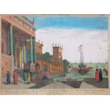 Guckkastenbild "Seehafen von Neapel gegen die Seite des Vice Königlichen Palastes", 18. Jh., kolori