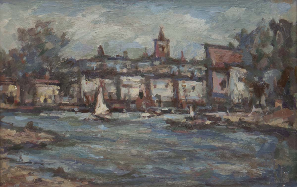 Kaiser, Walter (1899- 1973 Hamburg) "Binnenhafen", Öl/Mp., unsigniert, rücks. Künstleradresse u. Ti