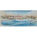 Wittmann "Segelboote im Hafen", Aquarell, sign. u.r. und dat. 1980, 10,5x21 cm, im Passepartout hin