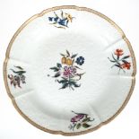 Große Meissen-Platte, rund, 1850-1924, Alte Blumenmalerei mit Insekten und goldener Zierkante, For