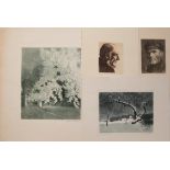 Heiken, Franz (1900-?) 4 Radierungen auf dünnem Karton, dabei "Blühender Baum mit Gartenpforte", 33