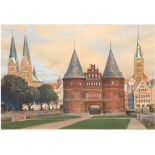 Draewing (Drewing), Peter Paul (1876 Schwaan-1940 Berlin) "Lübeckansicht mit Holstentor", um 1920,