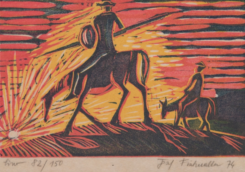 Fischnaller, Josef (1927-2006) "Don Quijote", Linolschnitt, 82/150, sign. u.r. und dat. ´74, 22x32