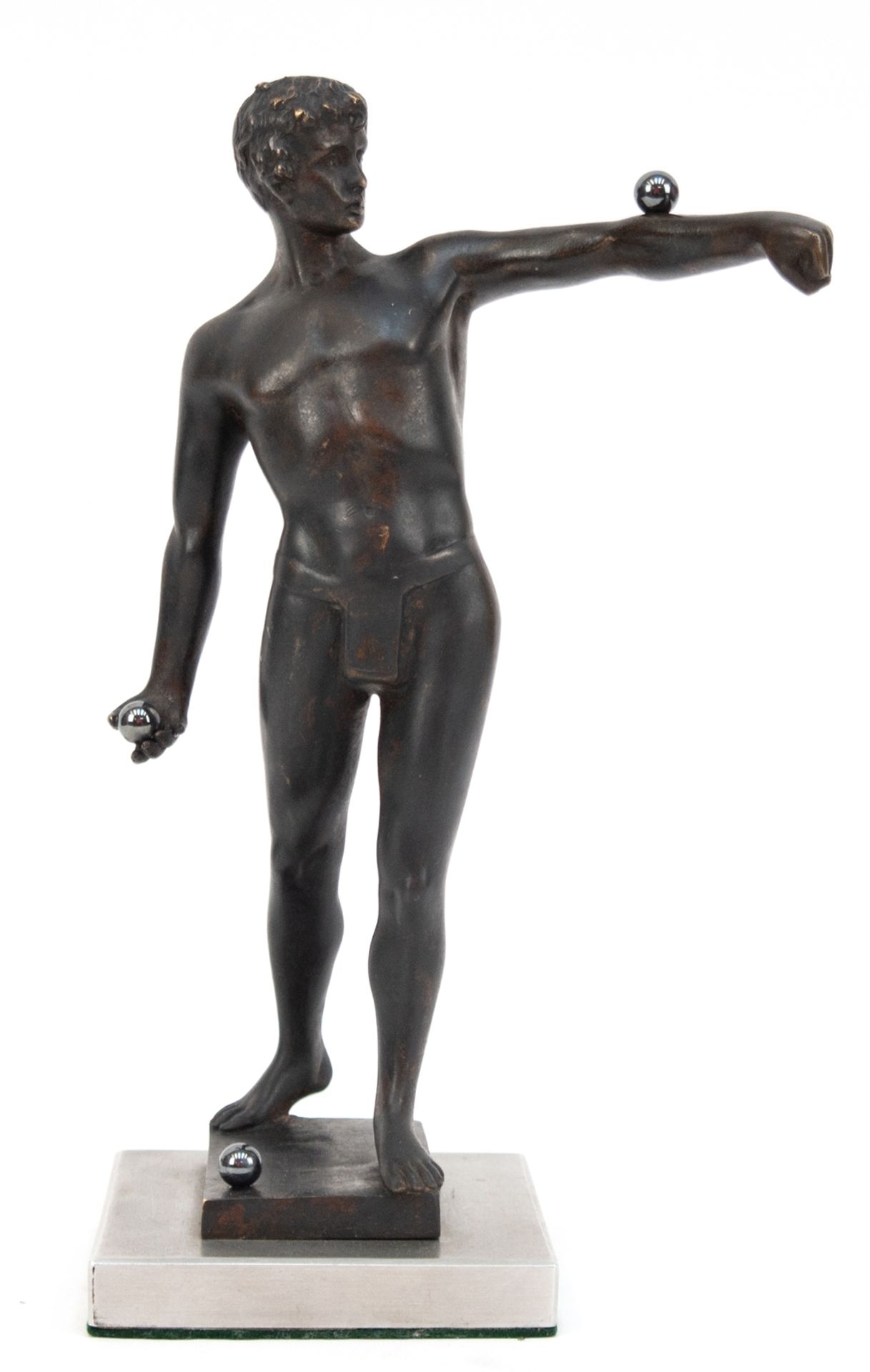 Beck, Ernst (1879 in Altlengbach-1941 Wien) "Kugelspieler", Bronze, auf rechteckiger Plinthe, rücks